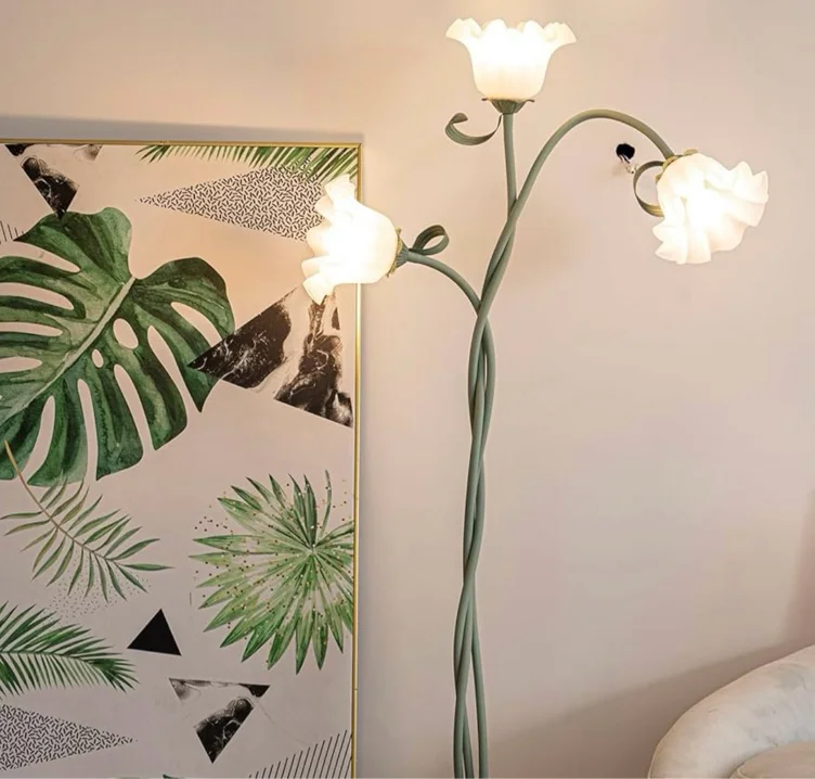 minifair Green Floor Lamp - European DIY Iron Lamp with 3 Rotating Flowers, 170 cm Modern Lamp, Suitable for Bedroom, Living Room, Study, Office, Includes 3 Bulbs : Amazon.com.au: Lighting