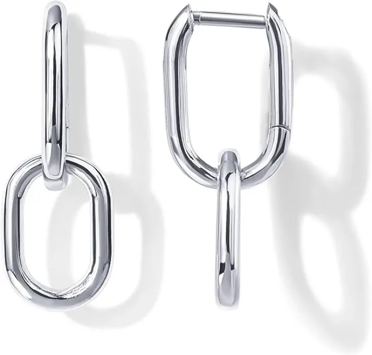 PAVOI 14K Gold Plated Convertible Link Earrings for Women | Paperclip Link Chain Earrings | Drop Dangle Earrings