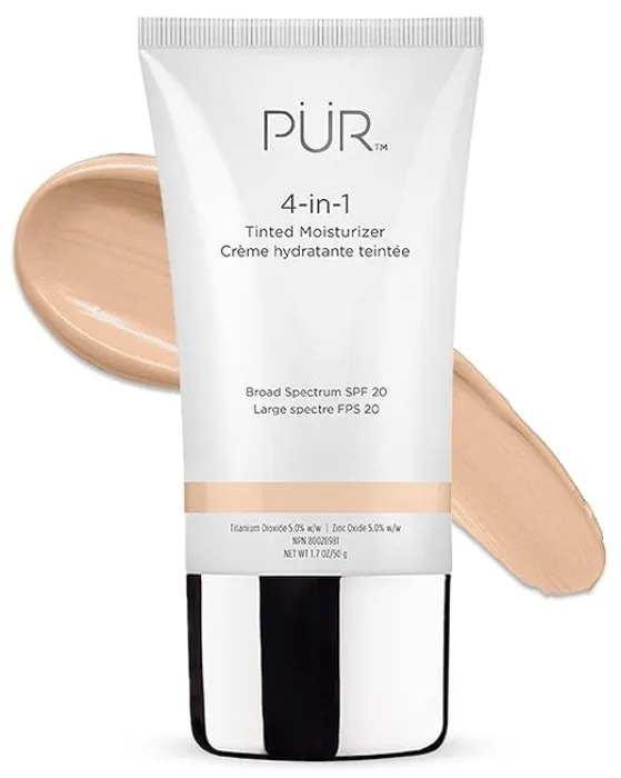 PÜR MINERALS 4-in-1 Tinted Moisturizer with SPF 20 - Hydrating Skin Tint Face Moisturizer, Primer & Foundation with Shea Butter, Aloe Vera & Vitamin B3 - Vegan Friendly, Paraben Free