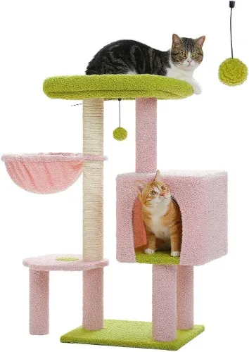 PAWZ Road Cat Tree 90cm Cute Cat Tower with Large Cozy Hammock（Dia=30cm）, Sisal Covered Cat Scratching Posts, Private Condo and Plush Perch for Indoor Cats. Pink : Amazon.com.au: Pet Supplies
