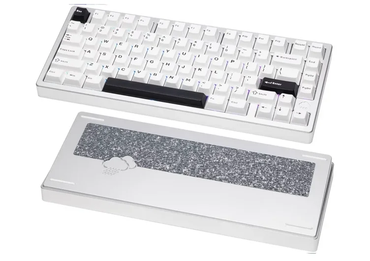 KEEBMONKEY Wobkey Rainy 75 Clavier mécanique en Aluminium CNC HMX/JWK/Cocoa Connectivité Triple Mode avec Acoustique supérieure(Pro Argent) : Amazon.com.be: Jeux vidéo