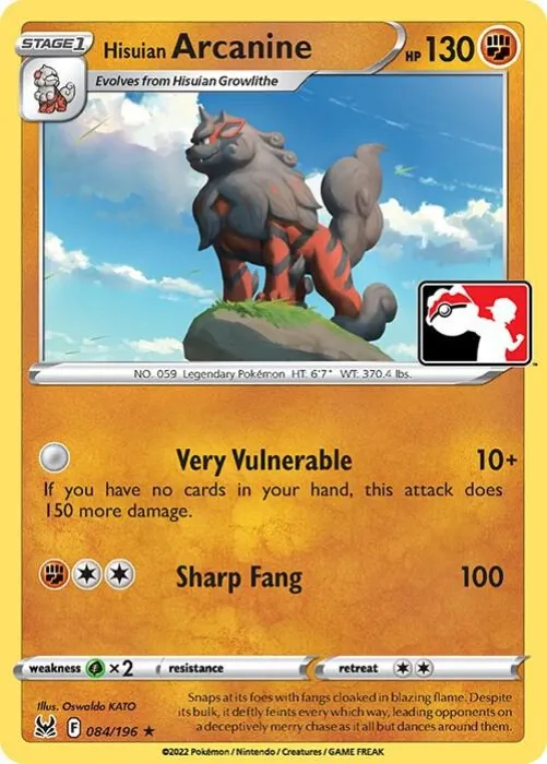 hisuian arcanine prize card