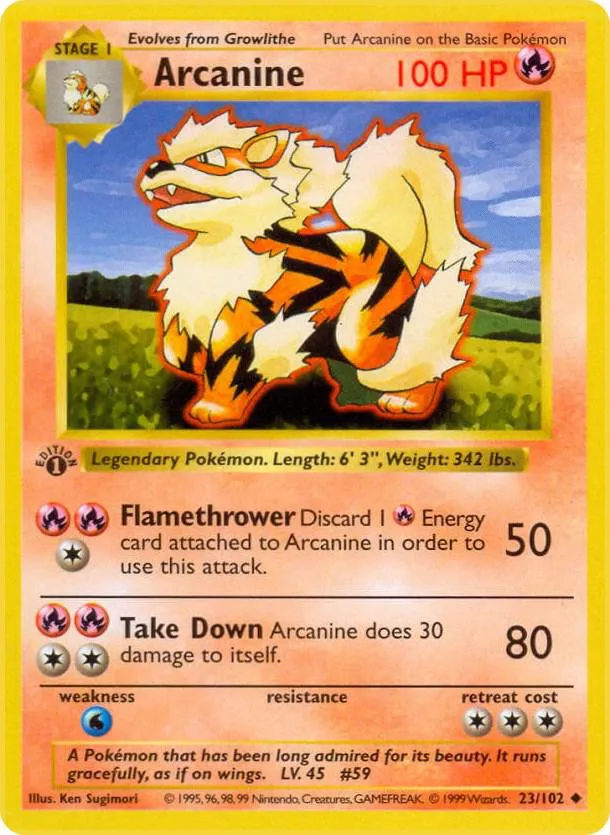  arcanine base set shadowless