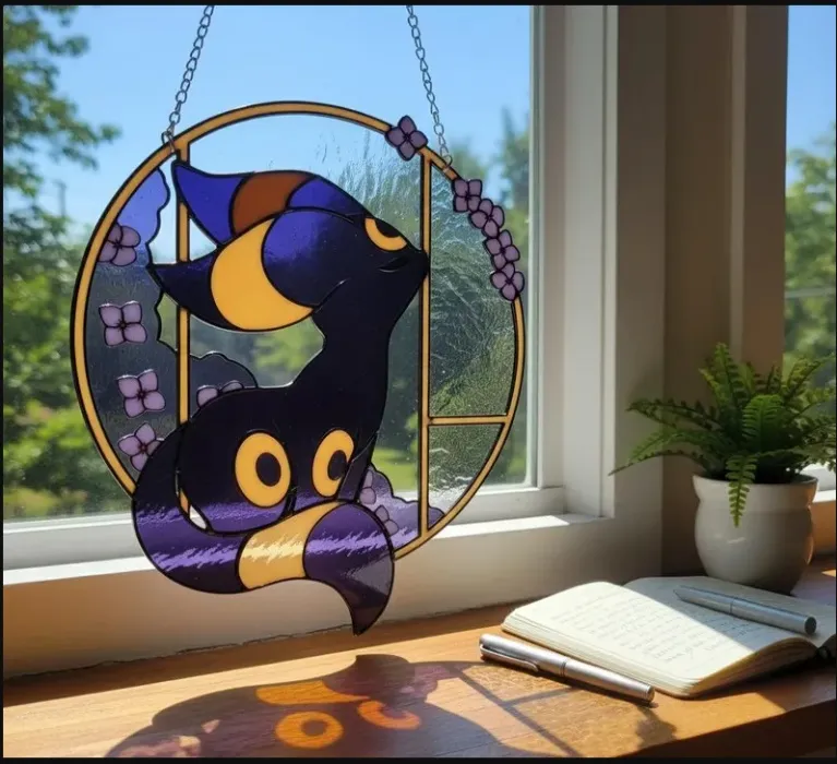 Umbreon Resin Suncatcher, Fan Art Window Hanging, Eeveelution Decor, Gamer Gift, Unique Anime Home Decoration