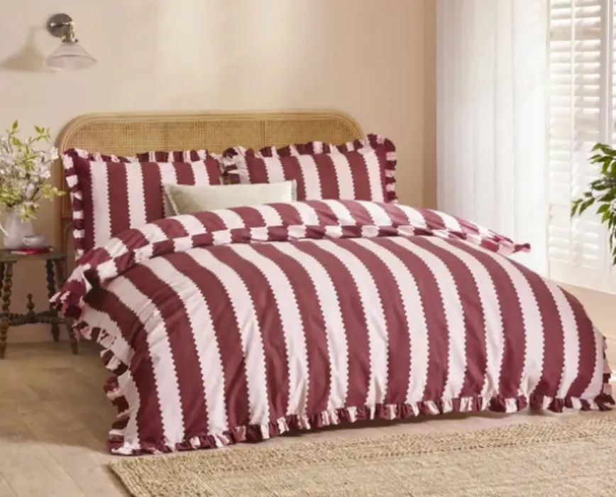 Wylder Nature Birdie Stripe Polycotton Duvet Cover & Pillowcase Set