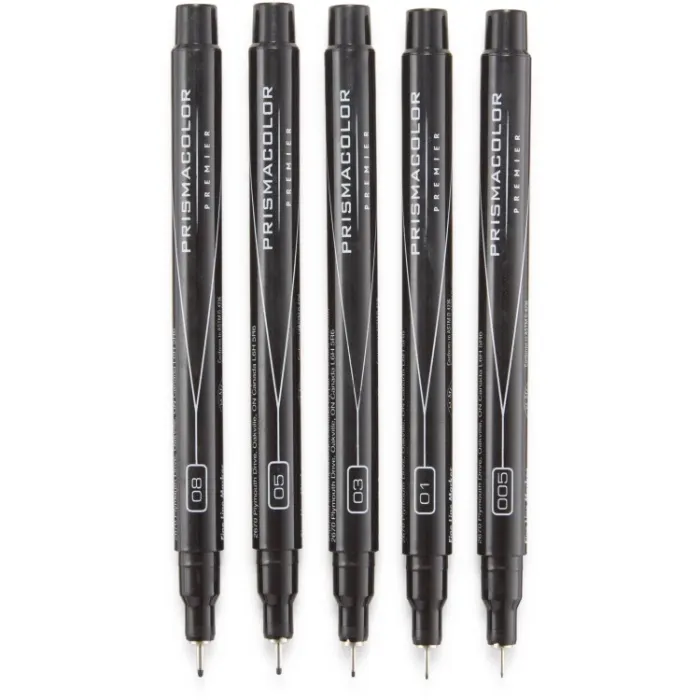 Prismacolor Premier Fine Line Markers, Black, 5-Pack