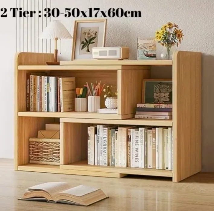 Adjustable Width Desktop Bookshelf Organizer Shelf