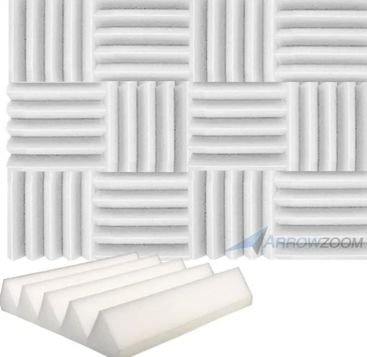 Arrowzoom 12 Acoustic Panels Wedge Sound Absorbing Acoustic Treatment Tiles 25x25x5cm Studio Noise Cancellation 26kg/m3 High Density Acoustical Walls Dampening Foam Fire Retardant 1134 WHITE - 12 Pieces - 25 X 25 X 5 cm PEARL WHITE