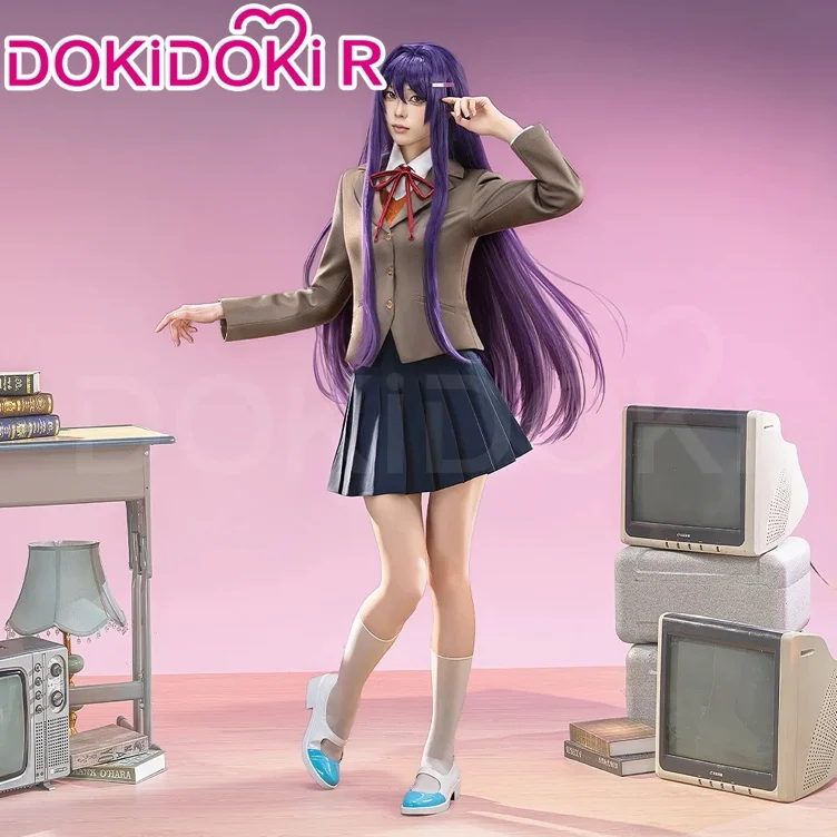 【US/EU Local Shipping】【Size S-2XL】DokiDoki-R GAME DokiDoki Literature Club Cosplay Sayori / Natsuki / Yuri / Monika Costume School Uniform Halloween  DDLC