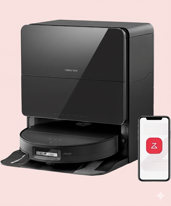 roborock Saros 10 Robot Vacuum and Mop, 22,000Pa Suction, AI Obstacle Avoidance, 3.14-inch Ultra Thin, Intelligent Dirt Detection, Zero Tangling Main Brush, Hot Water Mop & Dock Self Cleaning - Saros 10 Black