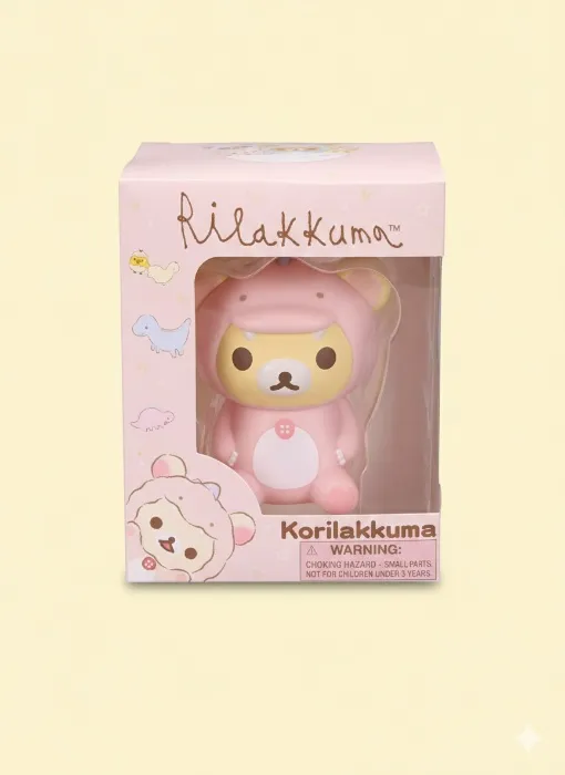 San-X Original Rilakkuma Plays with Dino Vinyl Figurine Toy - 3" Korilakkuma - Korilakkuma