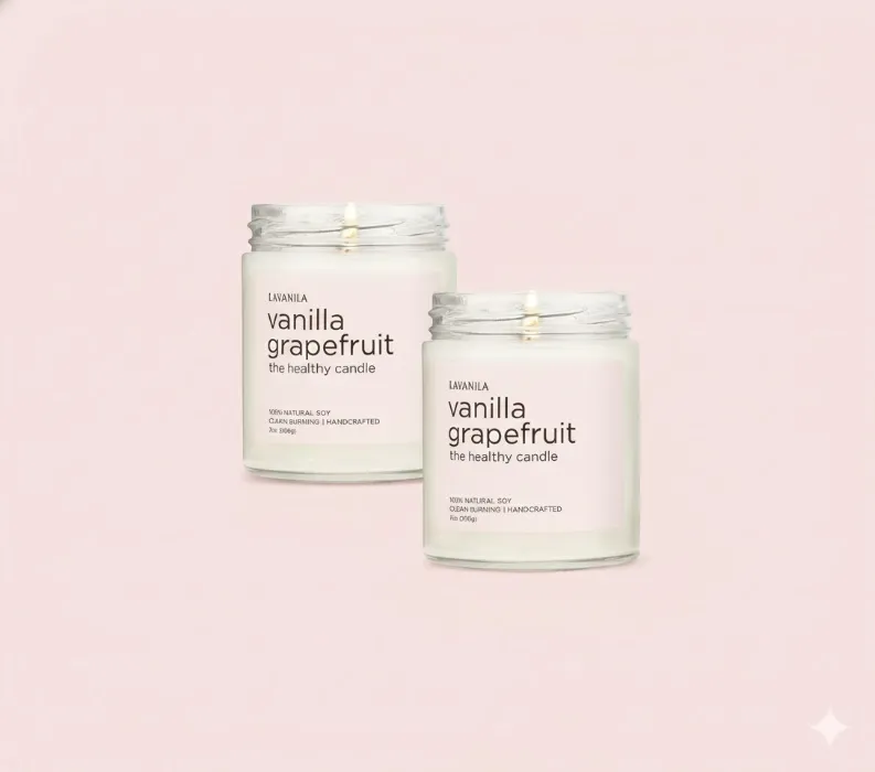 Lavanila Vanilla Grapefruit Scented Candles (Set of 2) - Natural Soy Candles, Clean Burning, Handcrafted, 7 oz Each - Vanilla Grapefruit - 2-Pack