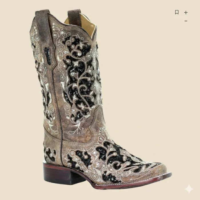 Corral Women's Sequin Inlay Western Boots - Square Toe