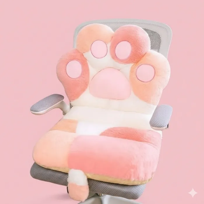 YISLEND Cat Paw Cushion Kawaii Plush Desk Seat Cushions, Comfy Chair Cushion Non-Slip Seating Pad for Dorm Office Desk Gaming Chair, Cute Gaming Accessories Room Bedroom Decor (Pink, 19.6"x35.4") - Pink - 19.6"x35.4"