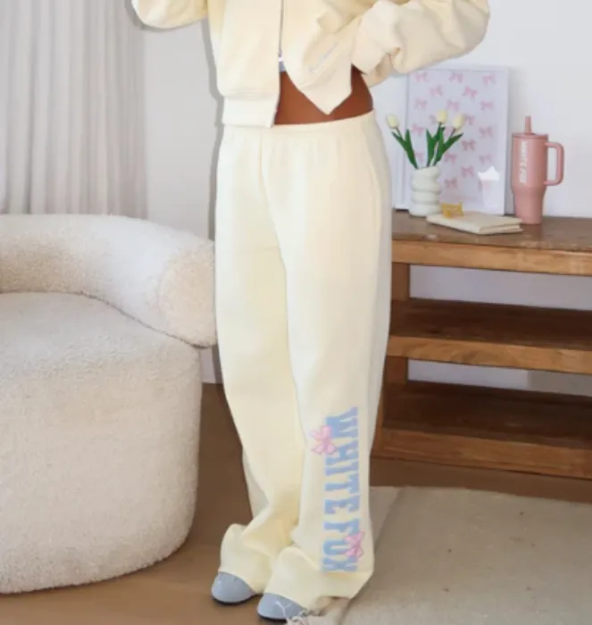 Daydreamers Madeline Wide Leg Sweatpants Lemon | XXS