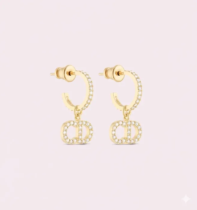 DIOR CD HOOP EARRINGS - Box & Dust Pouch Included