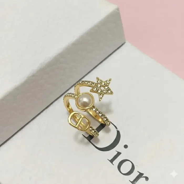 Dior Triple CD Ring - 14K Gold