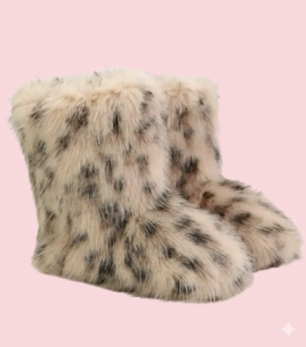 Wild Diva Melanie-21 Women's Faux Fur Fluffy Short Snow Mid-Calf Boots Warm Comfortable Outdoor Furry Shoes - 8 - Leopard