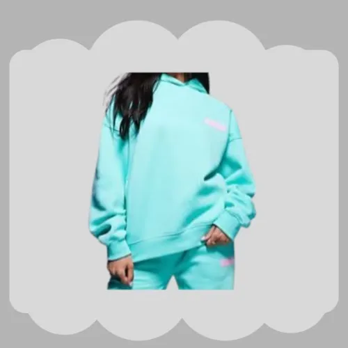 Oversized hoodie in aqua and baby pink