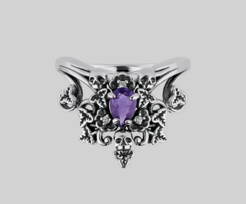 MALVOLIA. Garden of Remembrance Amethyst Ring – Silver