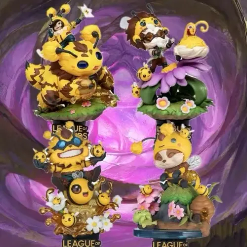 4 figurines nunu willump heimerdinger ziggs teemo abeilles