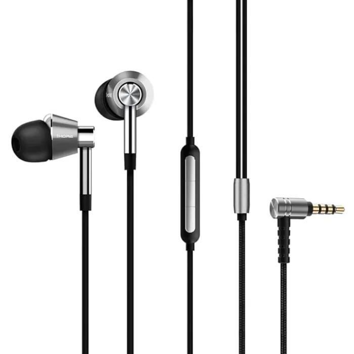 1MORE Triple Driver In-Ear Earphones Hi-Res Headphones with High Resolution, Bass Driven Sound, MEMS Mic, In-Line Remote, High Fidelity for Smartphones/PC/Tablet - E1001 Silver - Silver