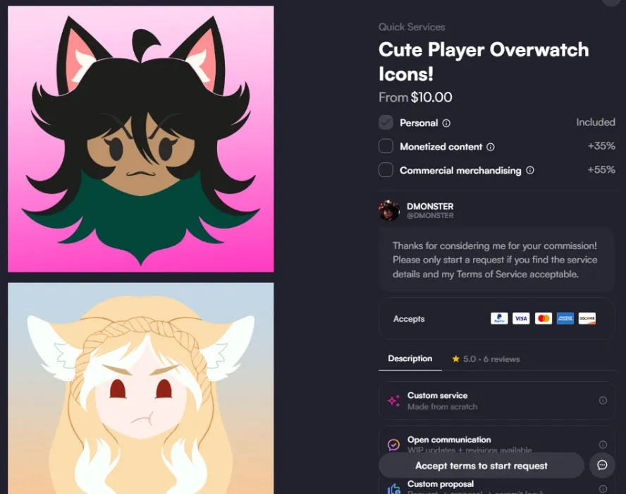 DMONSTER Cute Player Overwatch Icon Commission