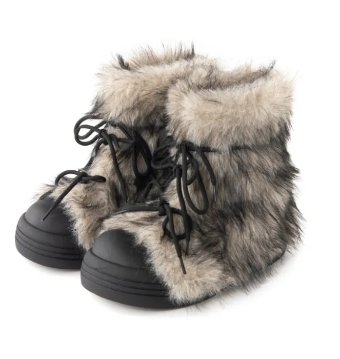 fluffy arctic silver boots