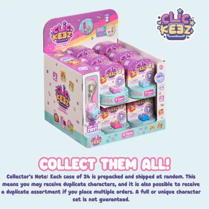 Clickeez |  Series 2 | Collectible Character Keyboard Keys Click and Clack | Create Your Own Keychain | Ages 6+