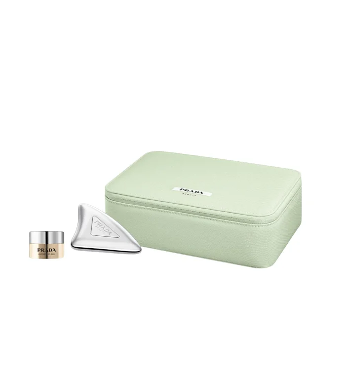 Prada Green Vanity,Gua Sha, and Face Cream Set