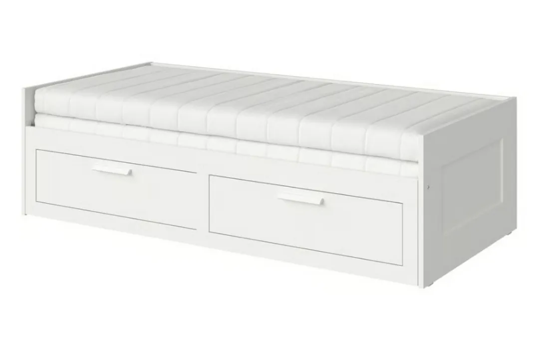BRIMNES Day-bed w 2 drawers/2 mattresses - white/Åfjäll medium firm Single