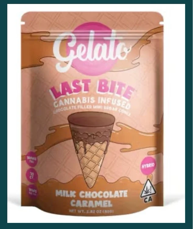 Gelato Last Bites - Milk Chocolate Caramel - 200mg Live Rosin Filled Sugar Cones by Gelato Type Hybrid THC 0.22% $24.00