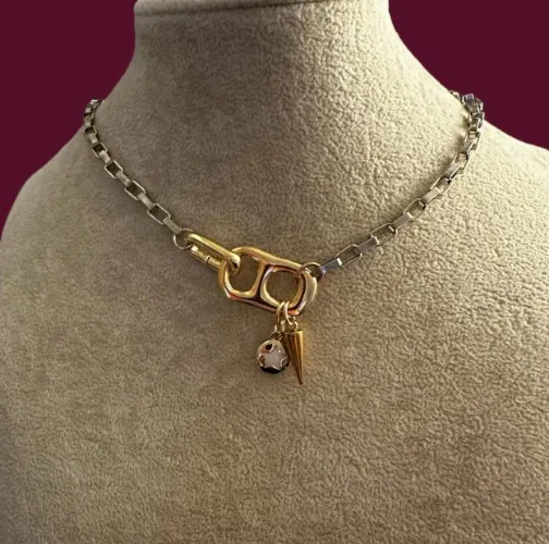 Etsy - Handmade Gold and Silver Mixed Metal Chunky Soda Tab Charm Necklace