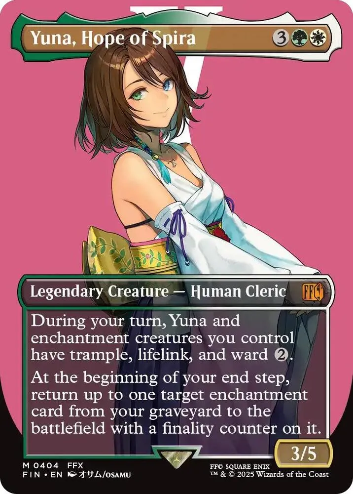 Yuna, Hope of Spira (Borderless) [Near Mint Foil]