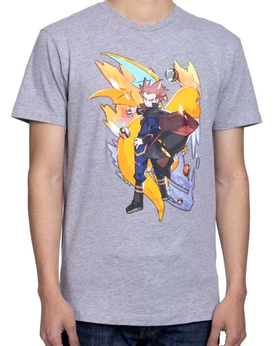 Lance Pokémon Trainers Heather Gray Relaxed Fit Crew Neck T-Shirt - Adult