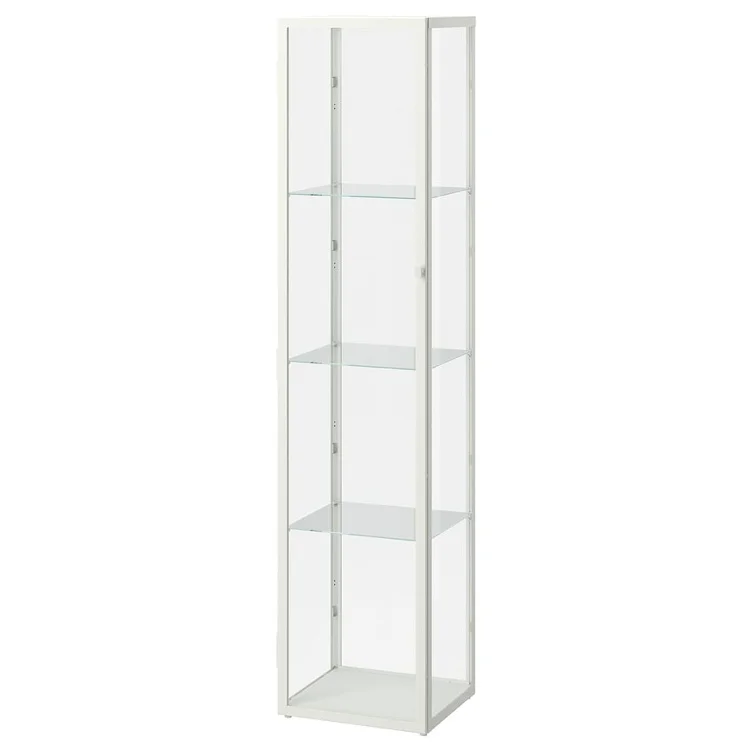BLÅLIDEN / STRIMSÄV Glass-door cabinet with lighting - white