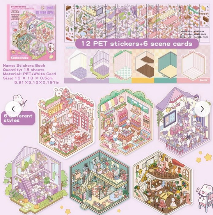 Sticker Puzzle 19 scene stickers 12 sheets