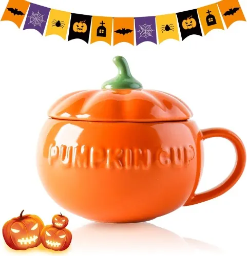Halloween cute pumpkin mug, pumpkin pattern funny cute