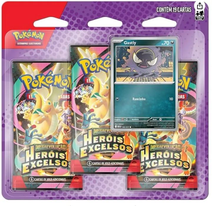 Pokémon TCG, Blister Triplo Gastly ME02.5 Heróis Excelsos | Amazon.com.br