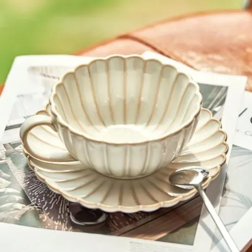 Retro White Coffee Cup And Saucer Set