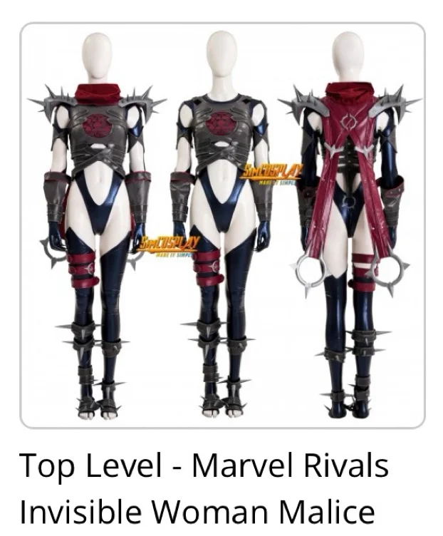 Marvel Rivals Invisible Woman Malice Skin Cosplay Costume Top Level
