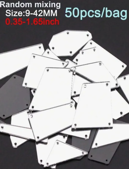 50pcs Random Special-Shaped Mirror Button