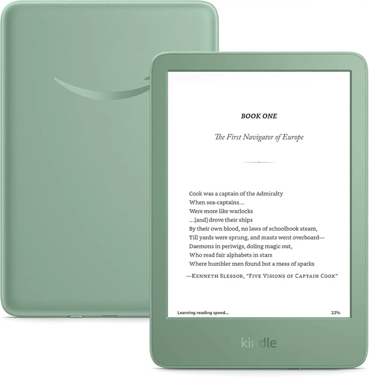 New Amazon Kindle (2024 release) - Lightest and most compact Kindle, with glare-free display, faster page turns, adjustable front light, and long battery life - Green - Matcha