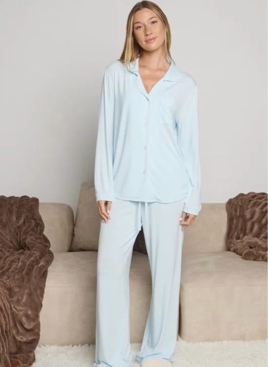 Luna Lounge Long Sleeve Pant PJ Set | Polka Dot / M