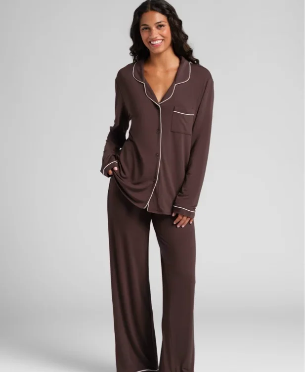 Luna Lounge Long Sleeve Pant PJ Set | Polka Dot / M