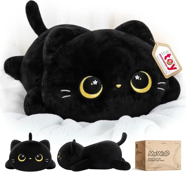 Black Cat Plush Pillow - Black Cat - 20 Inch