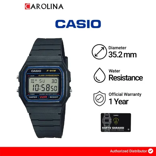 Promo Jam Tangan Pria Casio General F-91W-1D Classic Digital Dial Black Resin Band di Carolina Watch Official Shop | Tokopedia