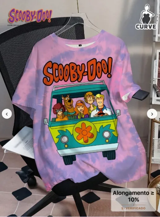 SCOOBY-DOO X SHEIN Camiseta Solta de Manga Curta com Estampa Tie-Dye