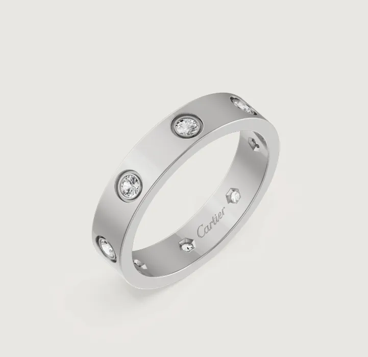 LOVE ring, white gold, 8 diamonds
