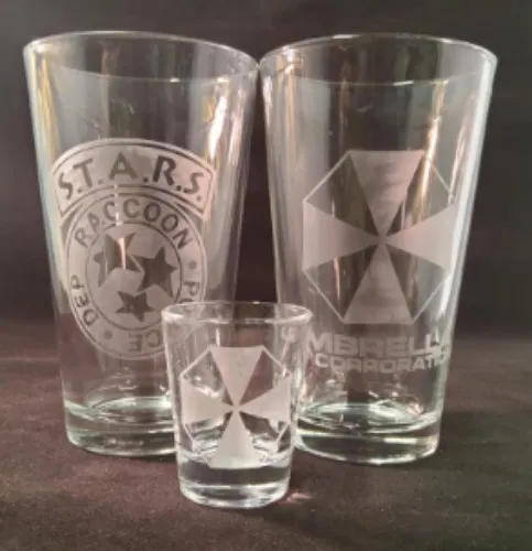 STARS and Umbrella Resident Evil Pub Glass set of 2 plus shot